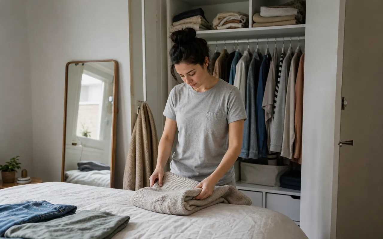 Natural lifestyle scene related to clothing shopping decisions