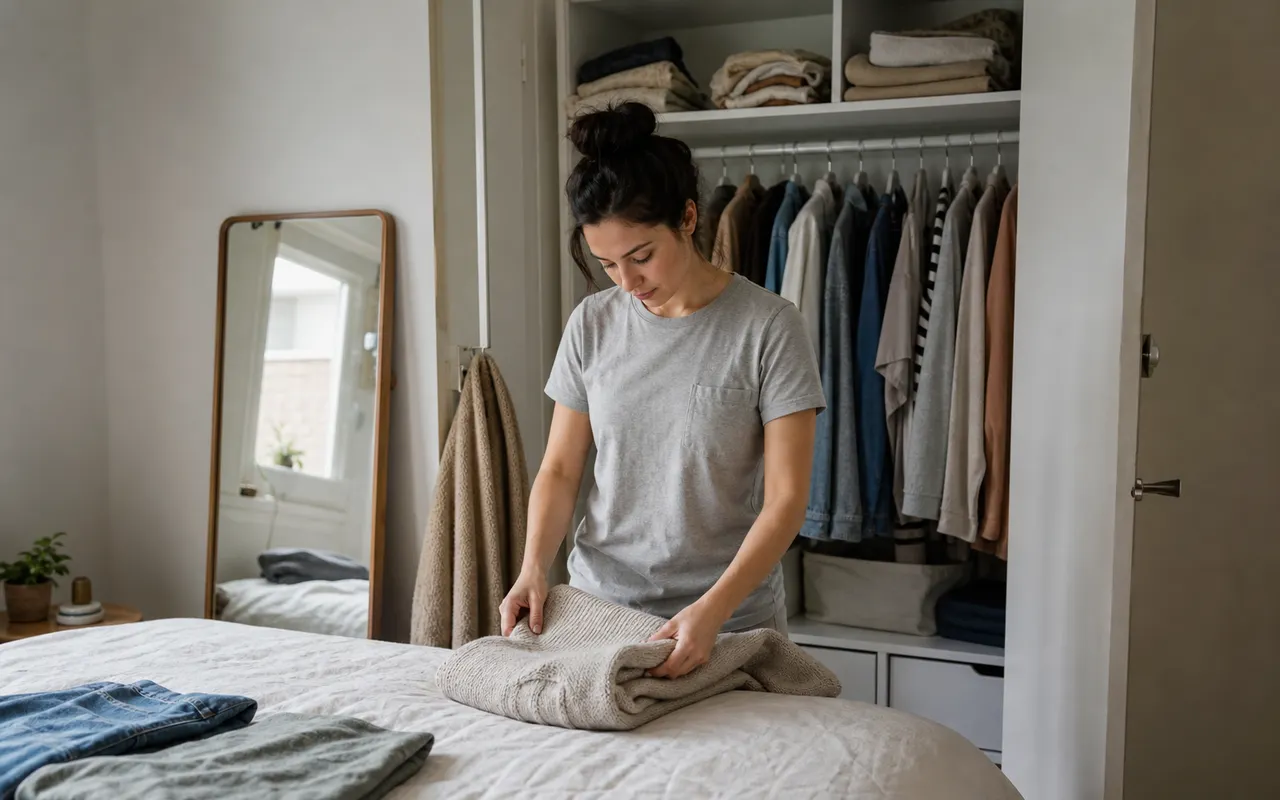 Natural lifestyle scene related to clothing shopping decisions