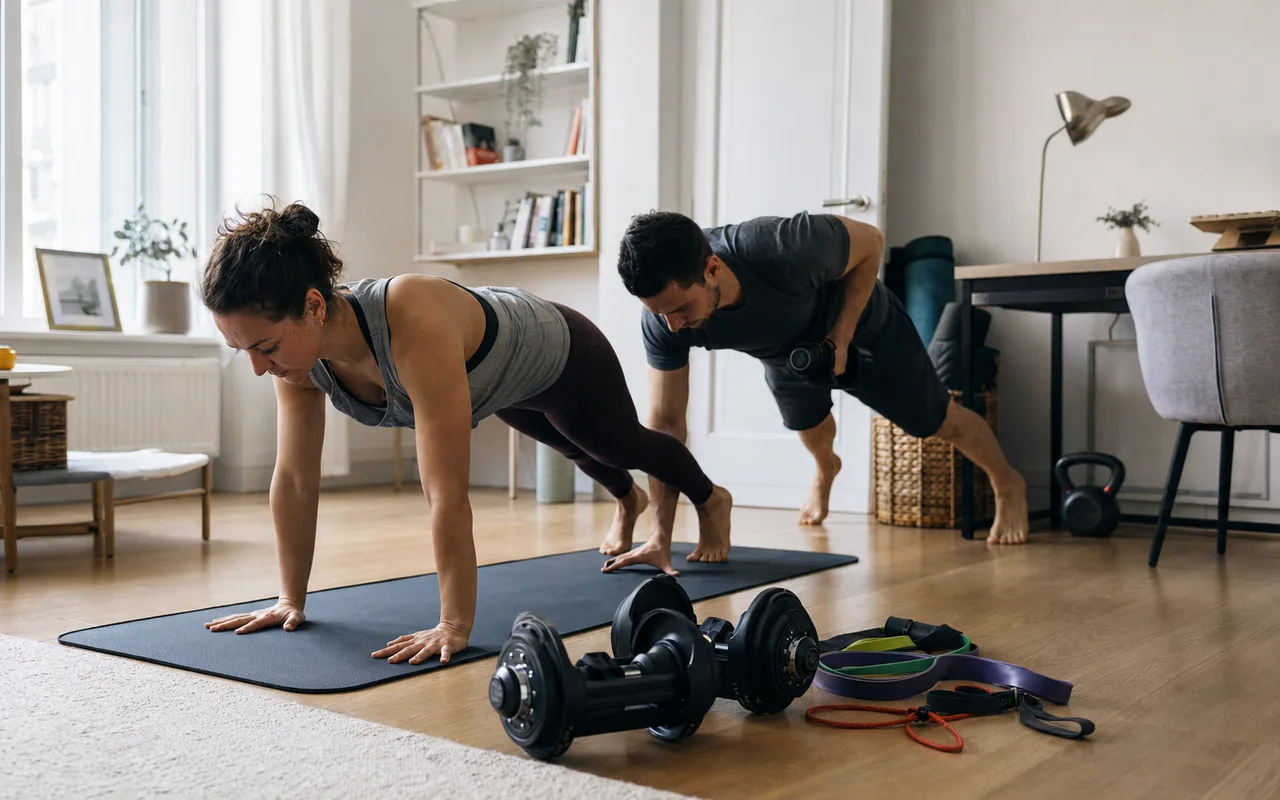 Everyday fitness products in a natural home setting