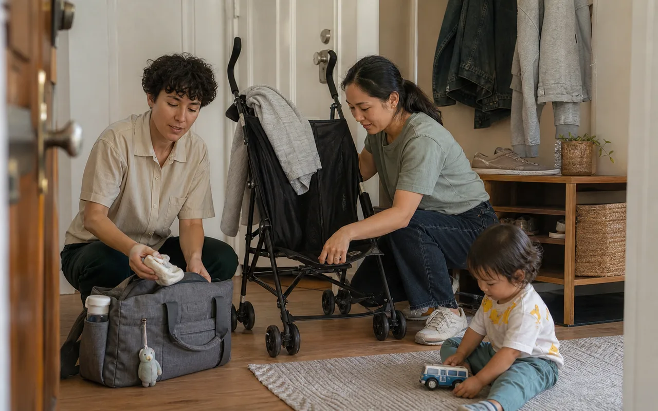 Everyday parenting products in a natural home setting